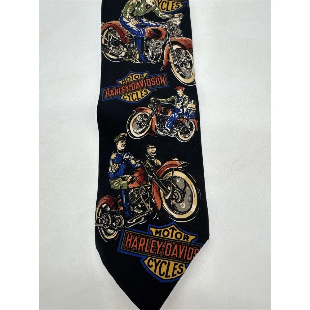 Vtg Ralph Marlin Mens Tie 1994 Harley Davidson Antiques USA
